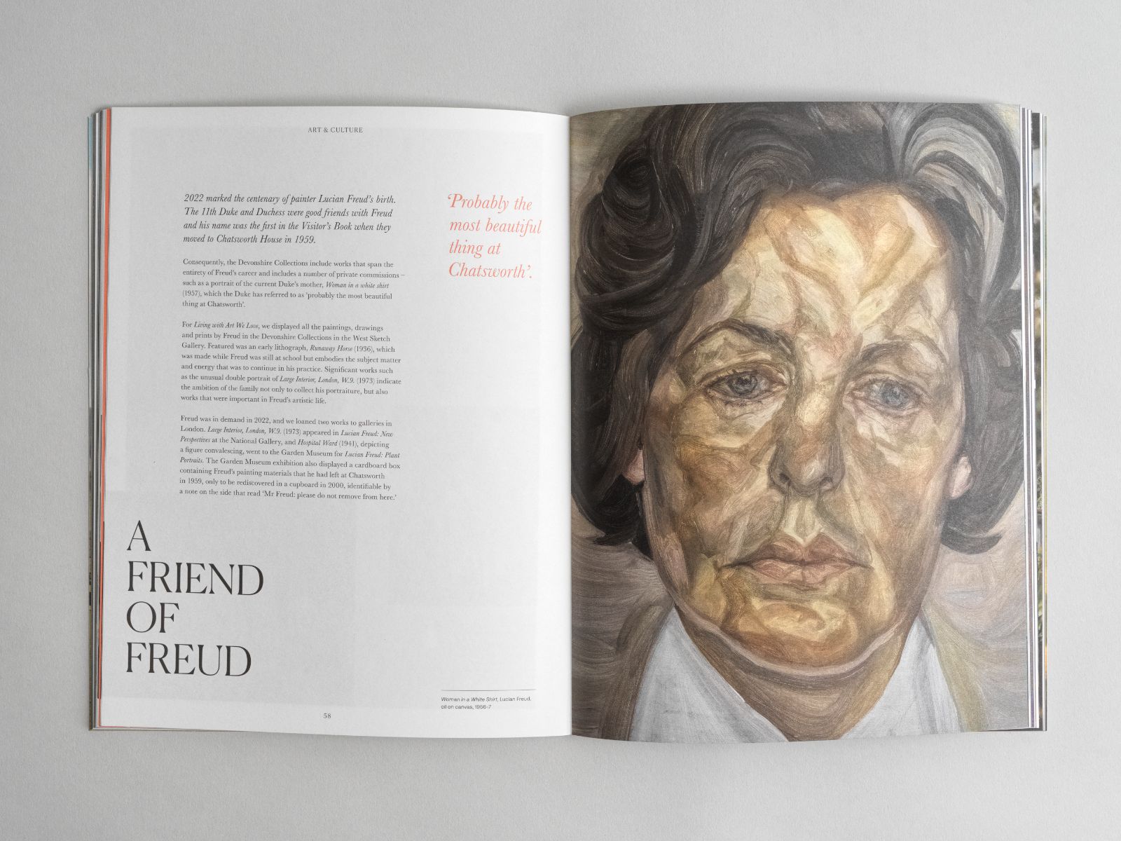 A FRIEND OF FREUD. Lucien Freud painting of Deborah Devonshire. ‘Probably the Most Beautiful thing at Chatsworth’