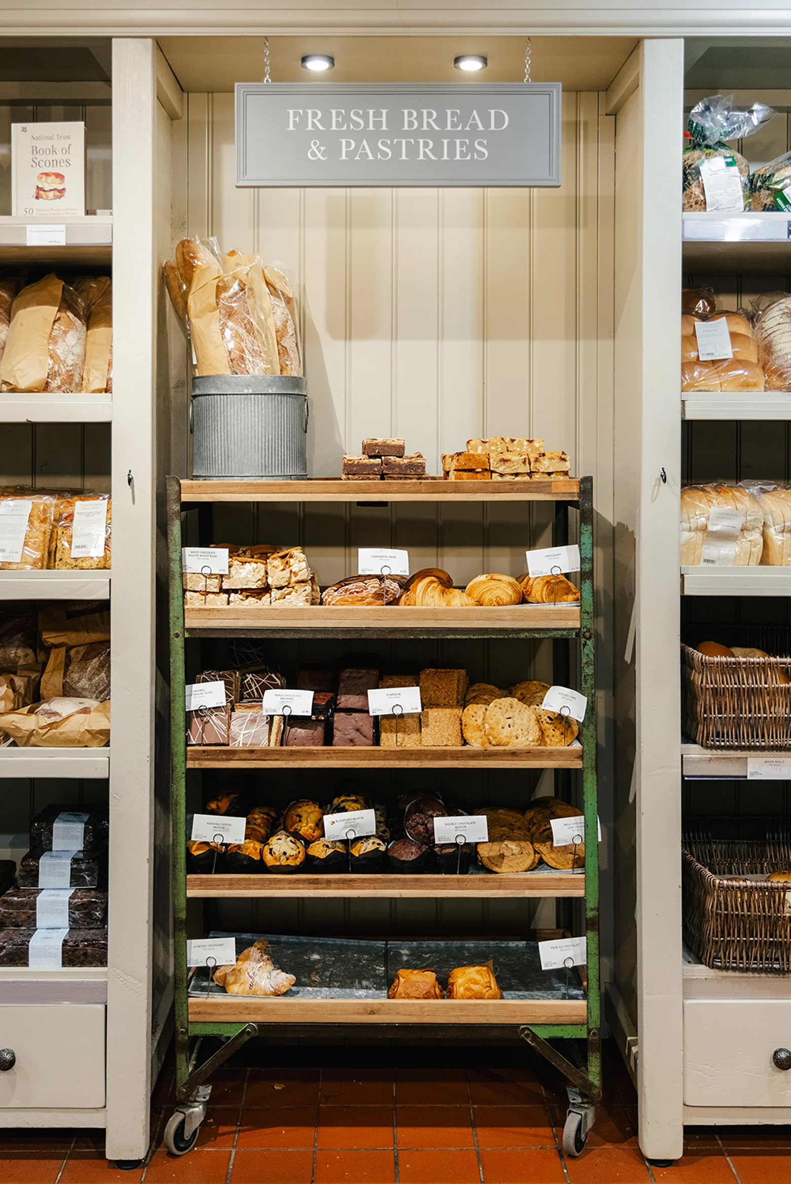 Fresh bread and pastries bakery section