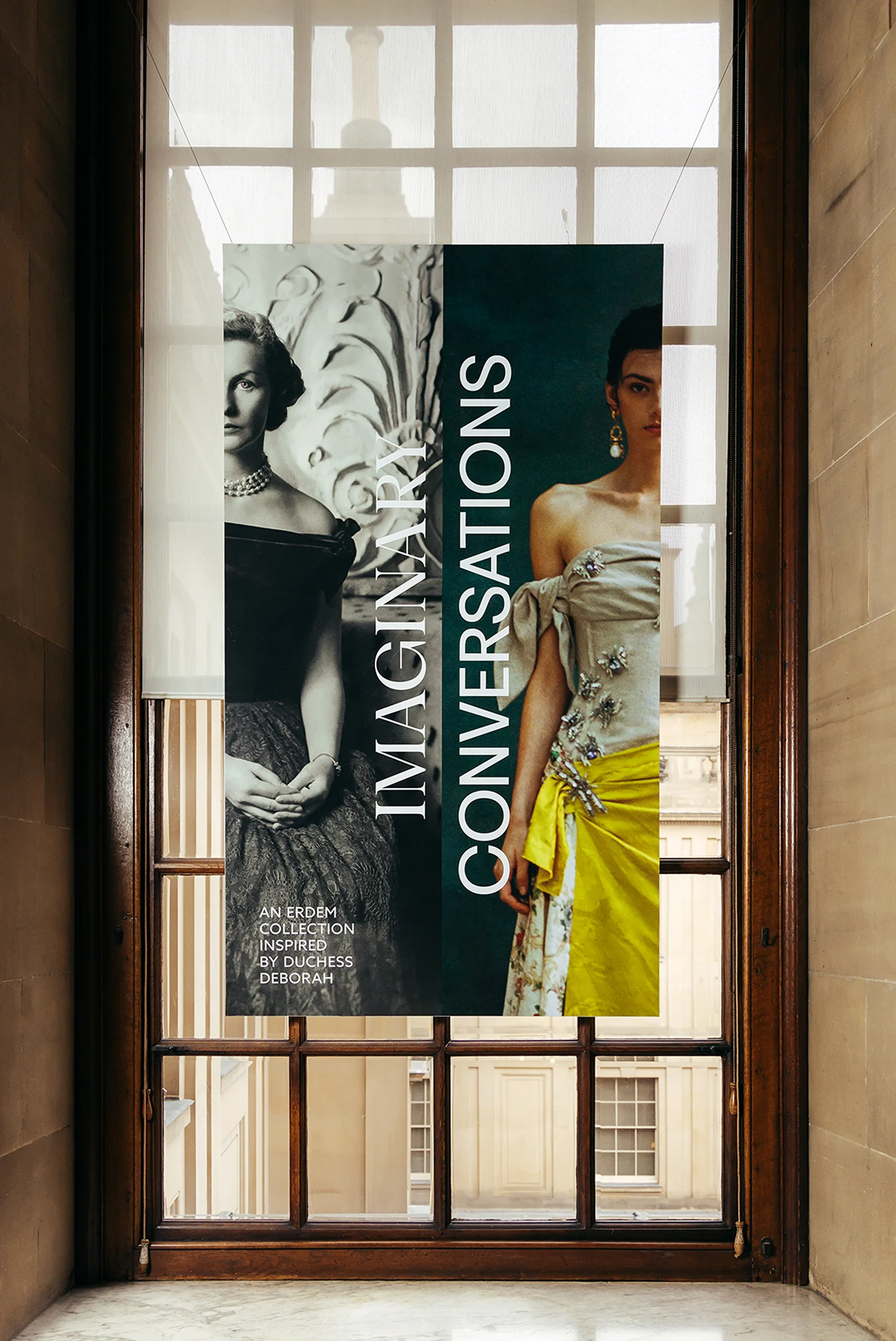 Imaginary Conversations portrait poster in window
