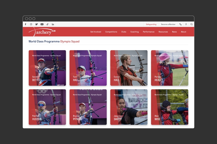 Archery GB Website Design Olympic Squad